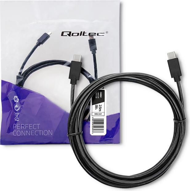 Image du produit Qoltec 52347 Câble USB 2.0 type C mâle (2.50 m, USB 2.0)