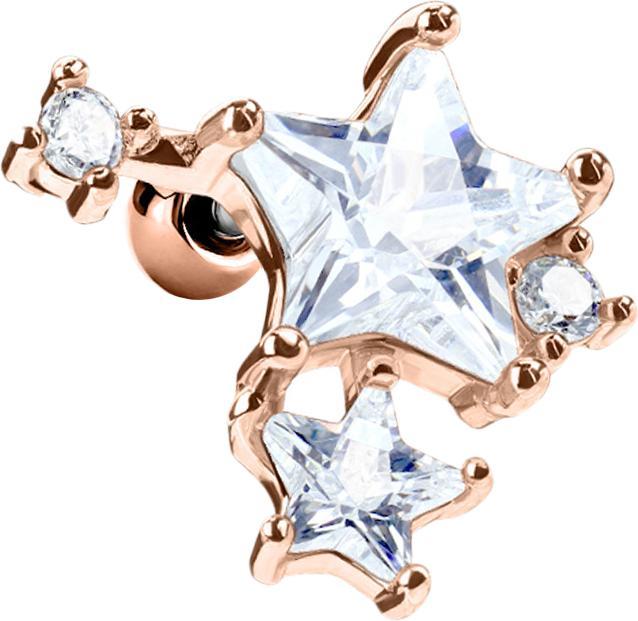 Image du produit Star Piercing Micro Barbell rosegold doppel Sternkristall (Acier chirurgical 316L, Laiton)