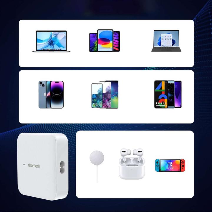 Produktbild Choetech PD8008 100W GaN-Schnellladegerät 2x USB-A / 2x USB-C - Weiss (100 W)