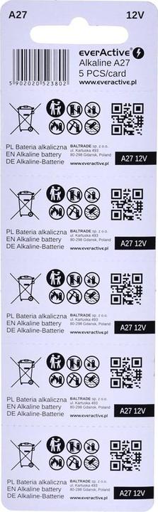Produktbild Everactive 27A 12V Blisterverpackung (5 Stk., A27, 25 mAh)