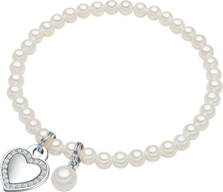 Actual product image Lulu & Jane Heart brass zirconia shell pearl silver 17,0 cm - 33462 (17 cm, Brass)