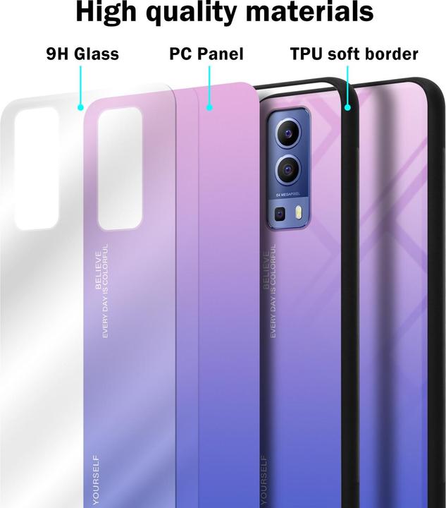 Actual product image Cadorabo TPU 2 colors glass envelope (Vivo Y72 5G, Vivo Y52s 5G)