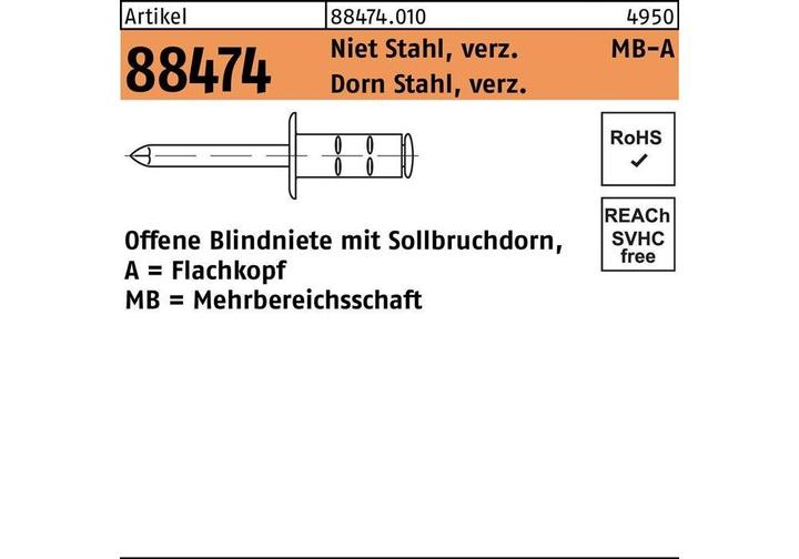 Produktbild Gesipa 216710093 Polygrip-Blindniet 4,0 x 17 Stahl 500 Stück