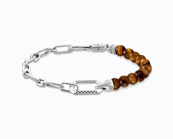 Image du produit Thomas Sabo Bracelet avec perles brunes en argent noirci (19 cm, Argent sterling 925, Noirci)