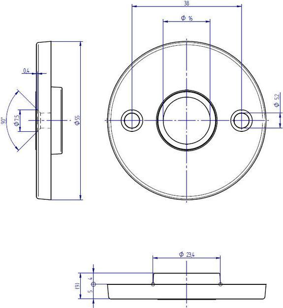 Produktbild Mega Drückerrosette 34.140 vernickelt matt 55x5,1mm F16mm (Türrosette)