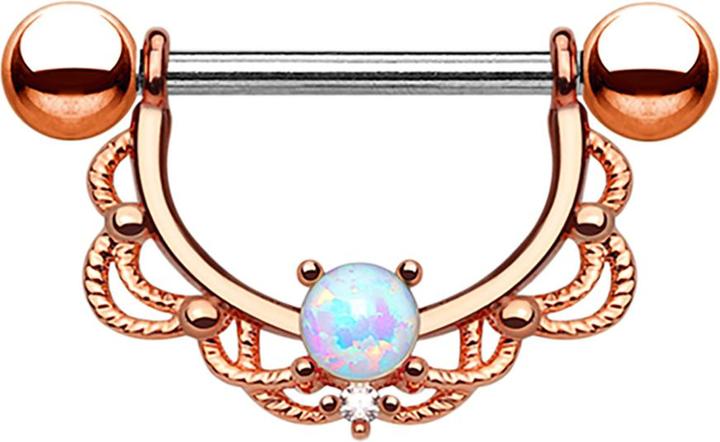 Image du produit Star Piercing Barbell Halbkranz rosegold mit Opal (sans laiton, Acier chirurgical 316L)