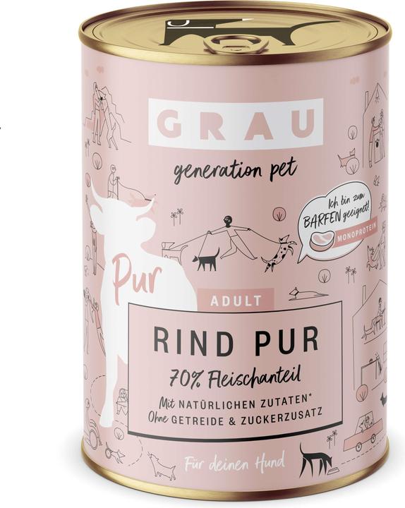 Grau Nassfutter Rind Pur, 6 x 400 g (Adult, 6 Stk., 2868 g)