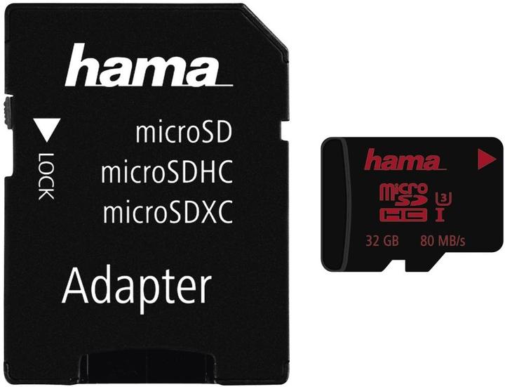 Actual product image Hama microSDHC 32GB Class 3 +Adapter/Photo (32 GB, microSDHC, U3, UHS-I)