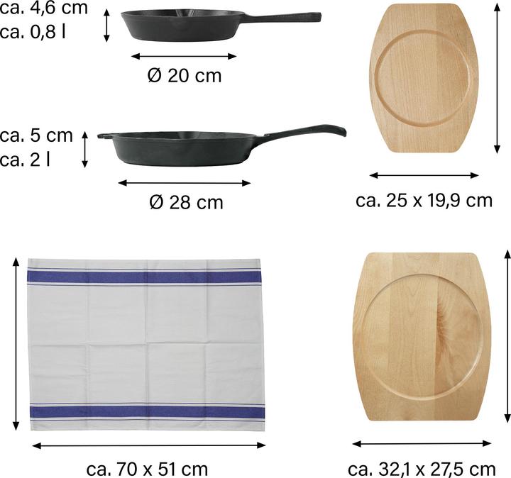 Produktbild Freyersbacher Gusseisenpfanne Set 20/28 cm | Emaille Bratpfanne Handgeschmiedet (Bratpfanne, Gusseisen)