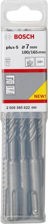 Image du produit Bosch Professional Zubehör Foret marteau SDS plus-5, 7 x 100 x 165 mm, pack de 10 (7 mm)