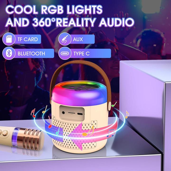 Produktbild Pmgud Karaoke Maschine für Kinder mit Mikrofon & LED-Licht