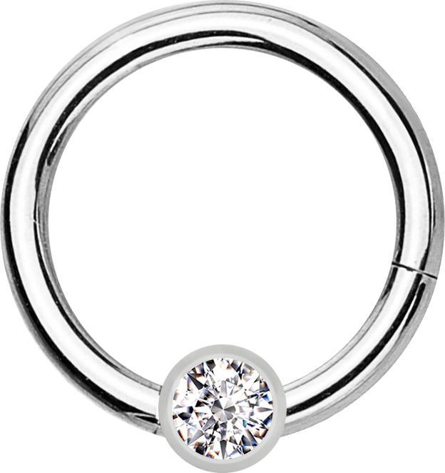 Produktbild Star Piercing Micro Segmentring klappbar silber mit Kugel Kristall silber (Chirurgenstahl 316L)