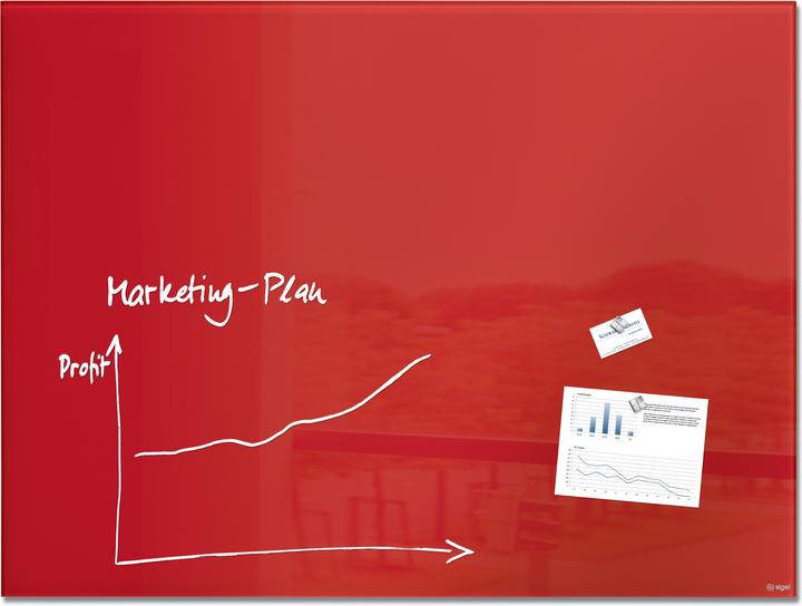 Actual product image Sigel Glass whiteboard 120x90cm red magnetic Artverum