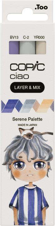 C-2 Cool Gray No. 2, YR-000 Soie, BV-13 Hydrangea Blue