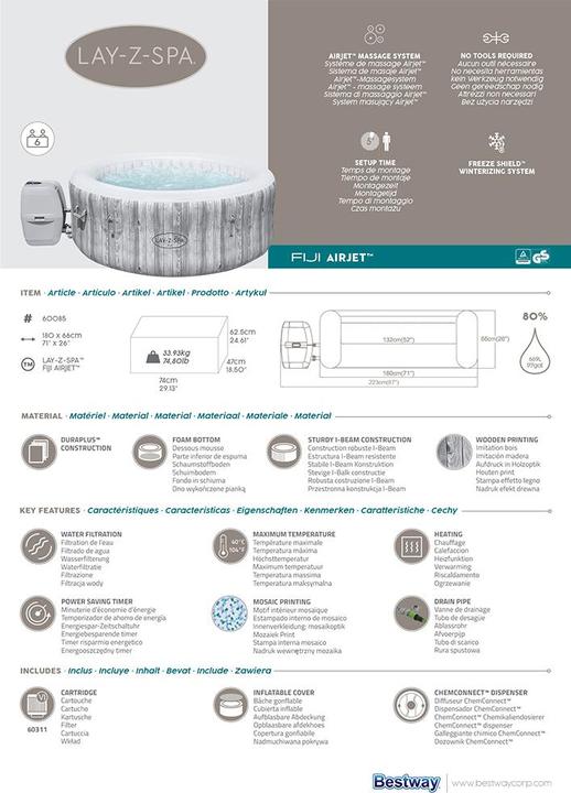 Immagine prodotto Bestway Lay-Z-Spa Fijii 180x66cm Airjet (4 pers.)