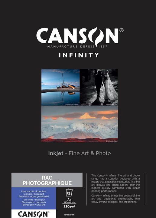 Immagine prodotto Canson Carta fotografica INFINITY Rag Photographique, 210 g/m², A3 (210 g/m², A3, 25 x)