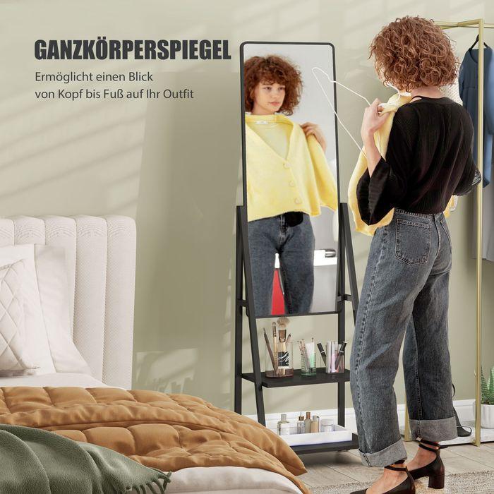 Immagine prodotto Swisshandel24 Ganzkörperspiegel 42 x 155 cm Standspiegel mit Ablage, Wandspiegel mit Rolle (37 x 155 cm)