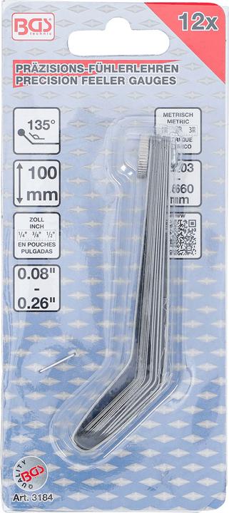 Productafbeelding BGS Präzisions-Fühlerlehren, gebogen | 12 Blatt (10 cm)