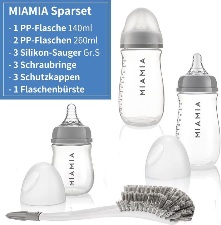 Produktbild MiaMia Babyflaschen 4-tlg. Starter-Set 3 PP-Flaschen inkl. (260 ml)