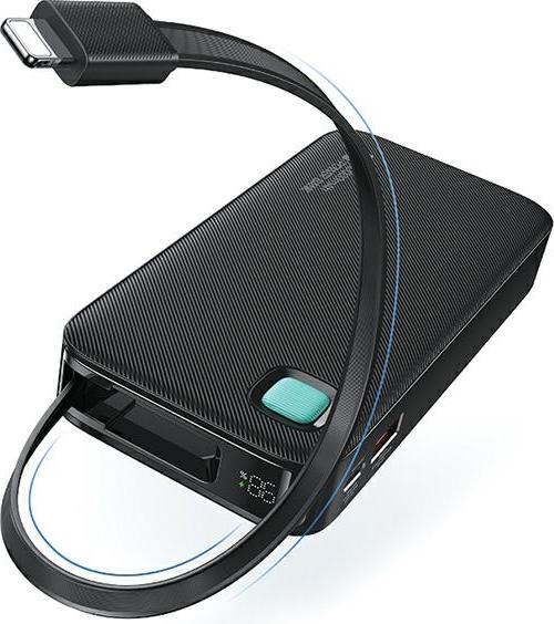 Immagine prodotto Usams Powerbank ze zwijanym kablem Retrattile Lightning 10000 mAh PD 20W Fast Charge XY Series biał (10000 mAh, 50 W)
