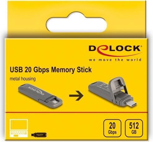 Produktbild Delock USB 20 Gbps USB-C Speicherstick 512 GB, Lesegeschwind (512 GB, USB-C)