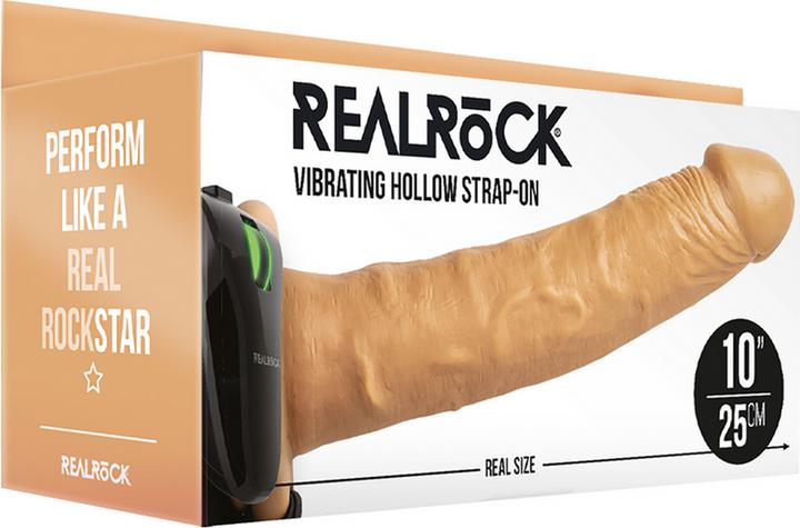 Produktbild RealRock Vibrating Hollow Strap-on No Balls - 10" / 24,5 cm
