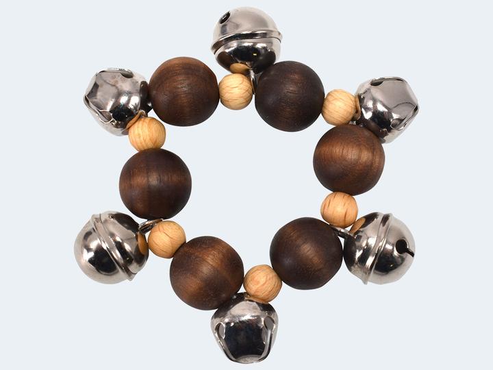 1044 Glöckchen Band Fuss, Mehrfarbig (Holz, Nussbaum, 10.50 cm)