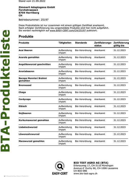 Nährwerte und Zutaten Zimmerli Adaptogene Löwenzahnwurzel Kapseln (BIO) 50 Kapseln (1 Stück, Kapseln, 25 g)