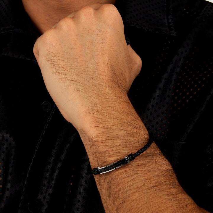 Produktbild Morellato Modern men Ìs black leather bracelet Moody SQH59 (21 cm, Leder, Edelstahl, Carbon)