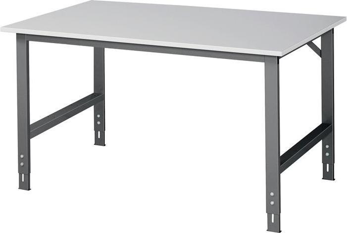 RAU Werktisch Tom B1500xT1000xH760-1080mm Arbeitsplatte Melamin Gestell anthrazitg, RAL7016 (104 cm, 156 cm)