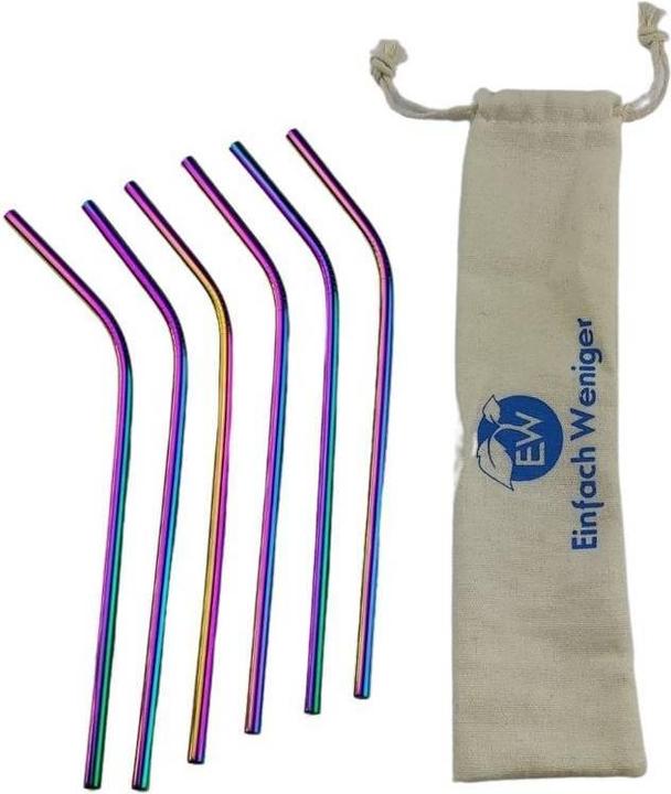 Immagine prodotto Einfach Weniger Set di 6 cannucce in metallo piegate (oro rosa) (6 x)