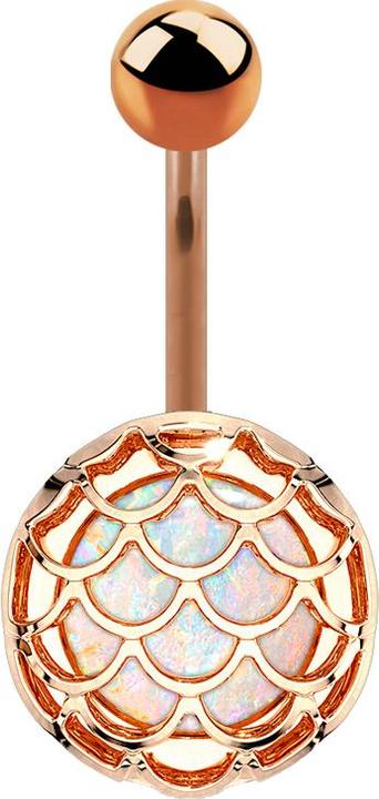Image du produit Star Piercing Banane rose or opal glitter avec écailles de poisson (Laiton, Acier chirurgical 316L)