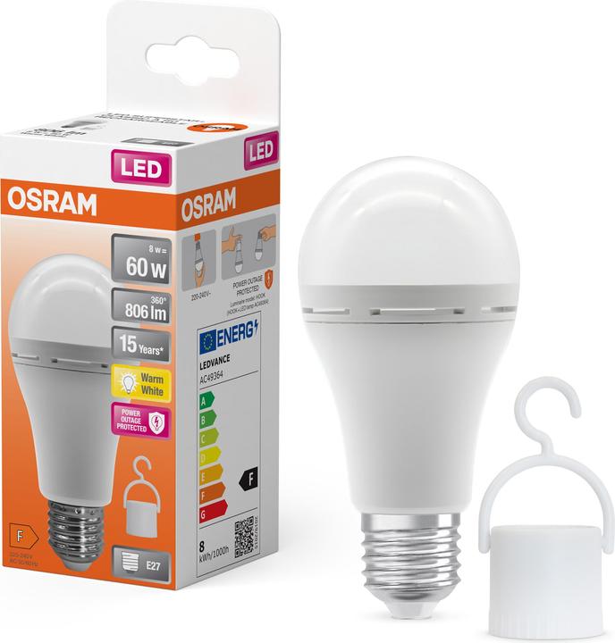 Produktbild Osram LED RECHARGEABLE LAMPS 8W 827 E27 (E27, 8 W, 806 lm, 6 x, F)