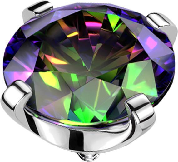 Star Piercing Dermal Anchor silber Kristall dunkel multicolor gefasst (ohne Messing, Titan G23)
