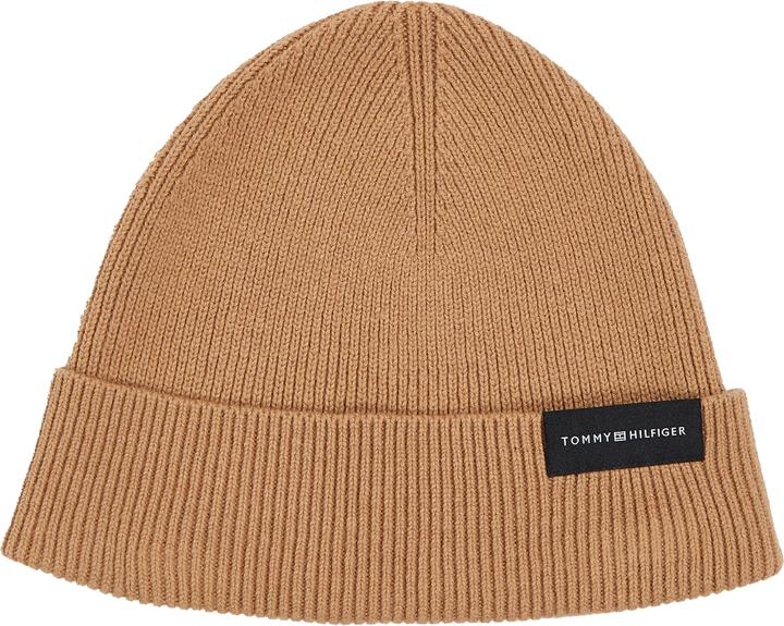Tommy Hilfiger Men's Uptown Wool Beanie Knitted Hat, Camel, One Size (One size)