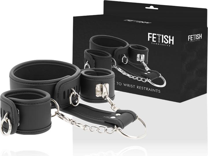 Produktbild Fetish submissive Fessel-Set aus Hals- und Handfessel aus veganem Leder