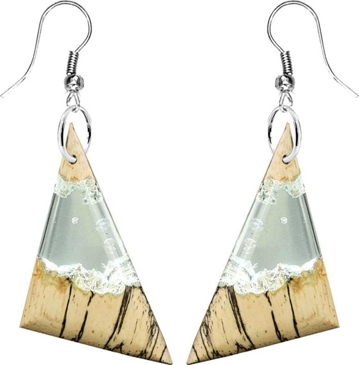 Produktbild Star Piercing Ohrring Dreieck Epoxy aqua aus Tamarind Holz
