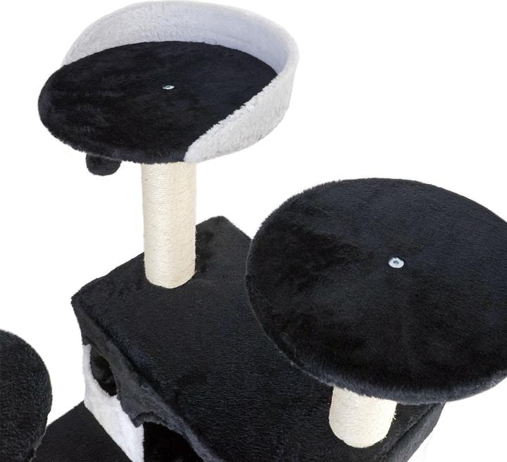 Produktbild Wiltec Kratzbaum Schwarz/Weiss 130cm Katzenkratzbaum Katzenbaum Kletterbaum Katze (130 cm, Schwarz, Weiss)