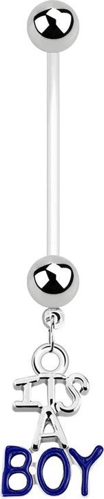 Star Piercing Banane Schwangerschaft mit Boy (ohne Messing, Bioflex, Chirurgenstahl 316L)