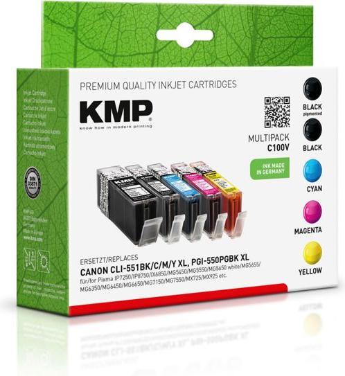 Actual product image KMP C100V Multipack compatible with Canon PGI-550/CLI-551 XL (M, FC, C, Y)