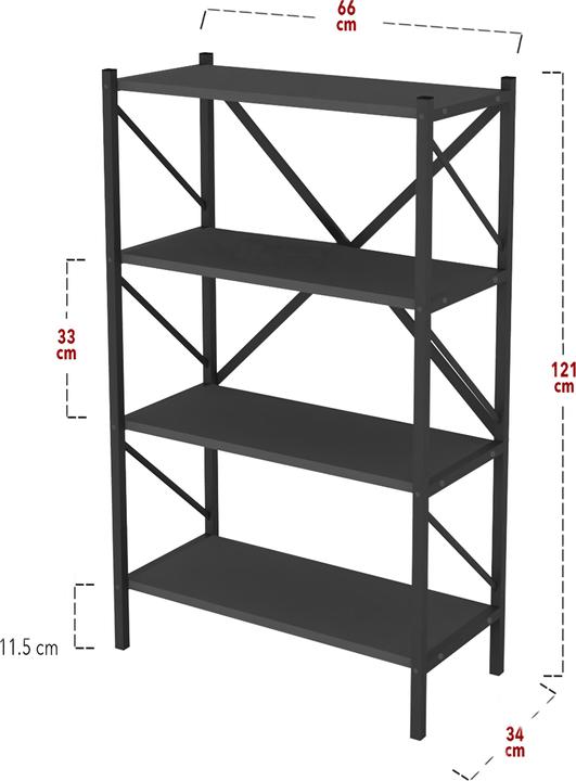 Actual product image VCM Wood Metal Storage Stand Shelf Bookcase Decorative Books Stand Shelf Insasi 4 (66 x 34 x 121 cm)