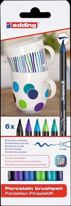 Edding Porzellan-Stifte kühlen Farben Satz von 6. (Mehrfarbig, 4 mm, 6 x)