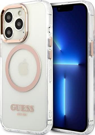 Actual product image Guess GUHMP13XHTCMK iPhone 13 Pro Max 6.7" czarny/black hard case Gold Outline Translucent MagSafe (Apple iPhone 13 Pro Max)