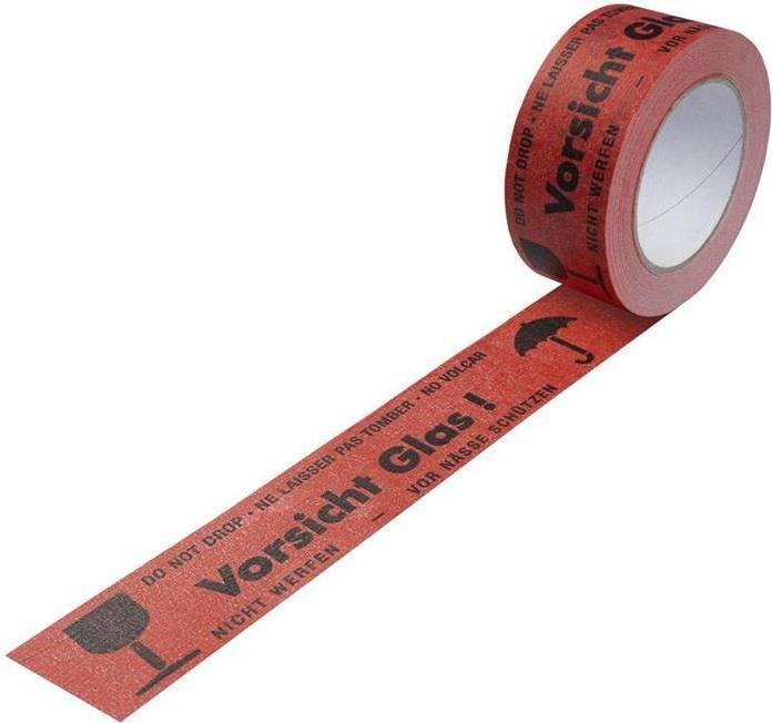 Produktbild Transpak Warnklebeband Breite 50mm Länge 50m Stärke 135µ rot Vorsicht Glas (50 mm)