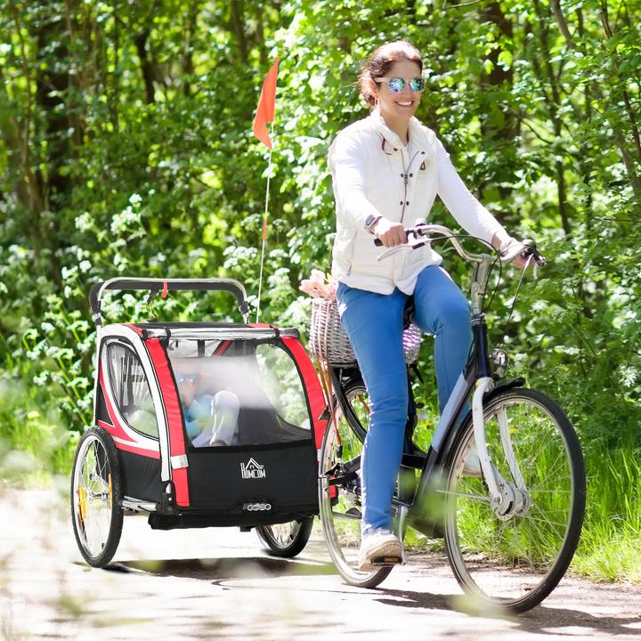 Immagine prodotto Homcom Rimorchio per bicicletta per bambini con borsa per riporre i bagagli