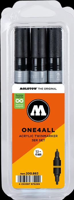 Actual product image Molotow ONE4ALL™ Twin Marker Set of 3 black (Black, 3 x)