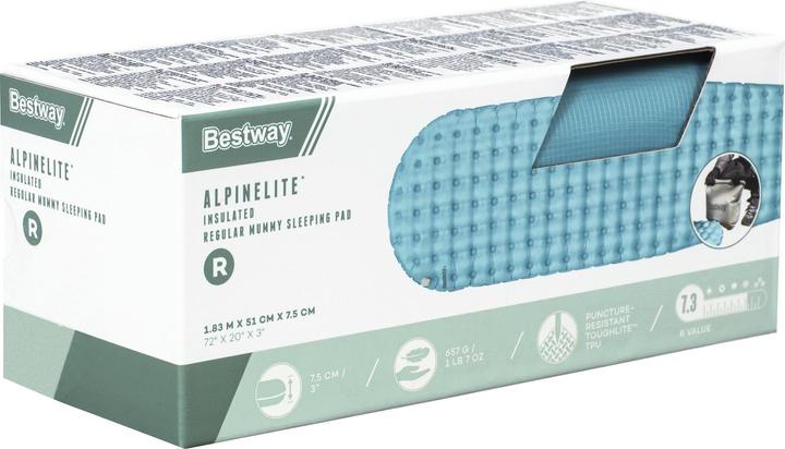 Produktbild Bestway aufblasbare Single-Isomatte AlpineLite™ für Mumienschlafsäcke 183 x 51 x 7,5 cm