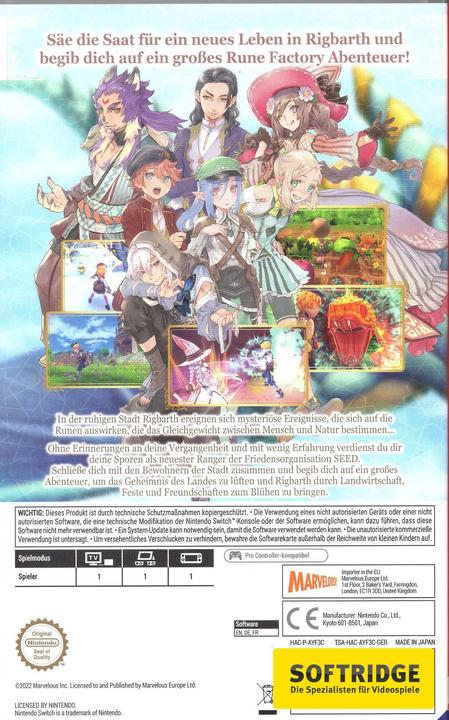 Actual product image Wild River Games Rune Factory 5 (Switch, DE)