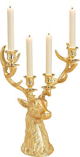 Produktbild G. Wurm Kerzenhalter Hirschkopf für 4 Kerzen aus Metall Gold (B/H/T) 30x40x18cm