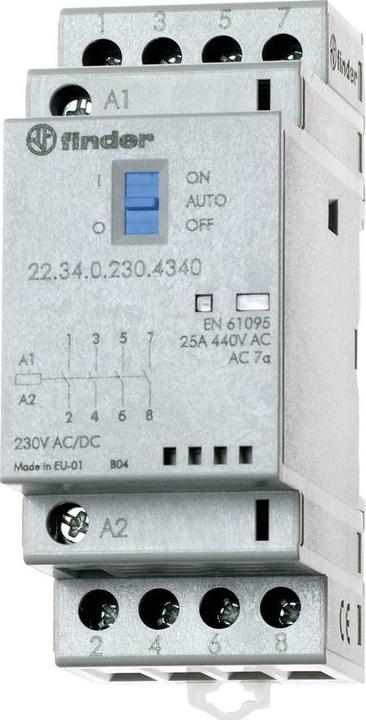 Produktbild Finder Installationsschütz Serie 22, 25 A 22.34.0.012.4340 4 Schliesser (30/110/220 V) 25/5/1 A